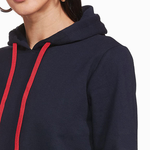 Stylish Customized Logo Printed Woven Front Adult Women's Full Sleeves Hooded Crop <b>Top</b> Breathable Knitted <b>Winter</b> - Product Image 4