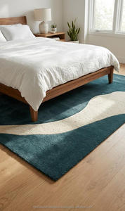 Designer Handtufted Anti-Slip Geometric Pattern <b>Thick</b> Pile Wool Area Rug for Contemporary Home Commercial Interior Styling - Product Image 6