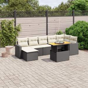 Grand ensemble de canapés de jardin modulaires en rotin PE noir, collection de meubles d'extérieur élégante - Product Image 1