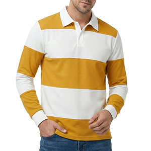Chemises polo de rugby à manches longues rayées pour hommes, tissu piqué haute densité, vêtements personnalisés de marque, prix de gros, chemises polo pour hommes - Product Image 5