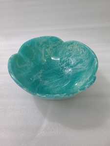 Turquoise Resin <b>Bowl</b> with White Swirl Pattern <b>Heart</b> Flower <b>Shape</b> Waterproof Home Decor salad <b>bowl</b> - Product Image 1