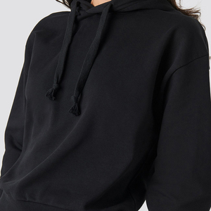 Sweat-shirt à capuche noir pour femme, coupe classique, en coton, pull décontracté avec poches, vêtements d'automne - Product Image 4
