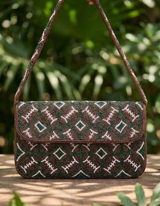 Bolso de Hombro Ecológico con Cuentas de Chile Verde Dorado, Bolso de Moda Colorido Inspirado en la Comida para Mujeres y Niñas, Bolso de Noche - Product Image 2