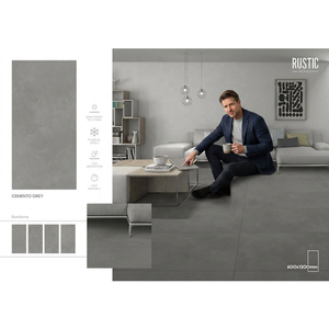 Super Cemento Grey, Baldosas de Porcelana Esmaltada de 60x120cm (600x1200mm), Estilo Terrazo Rústico Francés, Diseño de Madera - Product Image 4