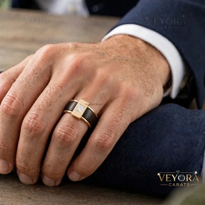 Splendid Anillo de Plata de Ley 925 con Incrustaciones de Moissanita de Corte Princesa en Barra para Decoración de Anillo Oura de Lujo - Product Image 2