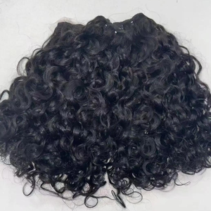 Extensions de cheveux humains bouclés indiens noirs naturels 1b, tissage de cheveux, double trame machine, permanent, toutes couleurs, pour teinture, cheveux d'exportation - Product Image 3