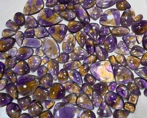 Lot de cabochons en améthyste naturelle mélangée, pierres précieuses en quartz bicolore polies, vente en gros pour la fabrication de bijoux, approvisionnement en vrac - Product Image 1