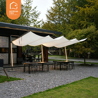 Auvent rétractable en aluminium amélioré, style vague, avec cadre thermolaqué pour balcon, cour, terrasse et patios extérieurs