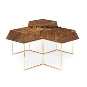 Engraved Design Metal Coffee <b>Table</b> Home Decor Top Quality Gold Rounded <b>Nesting</b> <b>Table</b> for Home Furniture Accents - Product Image 4