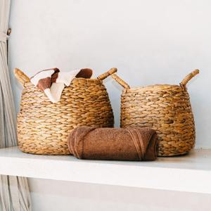 Panier de rangement bohème en jacinthe d'eau, fait main, vente en gros, écologique, fabriqué au Vietnam - Product Image 4