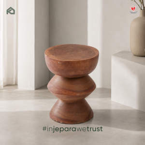 Ganesha Modern Solid Wood Handmade Eco-Friendly Occasional <b>Stool</b> Side <b>Table</b> Decorative Accent for Living Room Apartment Workshop - Product Image 1