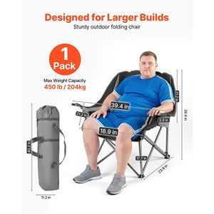 Sedie da Campeggio Pieghevoli Imbottite Portatili Extra Large, Resistenti, Supporto 450 Libbre, Doppio Portabicchieri per Calici da Vino, Caratteristiche Plus Size - Product Image 2