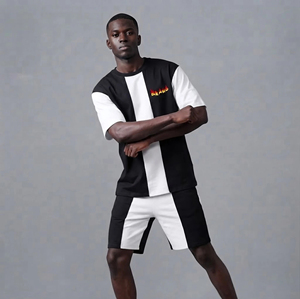 Custom Logo <b>T</b>-<b>Shirt</b> and Shorts Set for Men's Oversized Boxy fit <b>Thick</b> Heavyweight Premium 100% Cotton Casual man tracksuit - Product Image 2