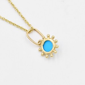 Colgante de turquesa hecho a mano, delicado collar de plata de ley 925 chapado en oro de 14k, joyería fina para mujer - Product Image 2