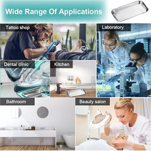 Paquete de 3 Bandejas Médicas Manuales de Acero Inoxidable, Bandejas Rectangulares de Laboratorio, Bandeja Pequeña para Instrumentos, Certificación CE, 1 Año de Garantía - Product Image 5