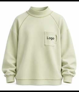 Sweat-shirt oversize en molleton à col montant, coupe décontractée, style urbain, en coton doux, pull décontracté à col montant - Product Image 1