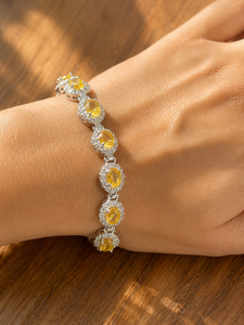 Wholesale Colour Mountain 7.5 Inch Yellow Glass-Filled Sapphire Tennis <b>Bracelet</b> 925 Sterling Silver White Gold Plated Luxury - Product Image 2