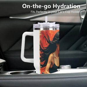 40oz <b>Large</b> Stainless Steel Tumbler With Straw For Outdoor Activities - Product Image 3