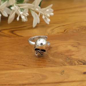 Gothic Skull <b>Ring</b> Silver Adjustable Punk Skeleton <b>Statement</b> Halloween Jewelry | Unisex Gift - Product Image 2