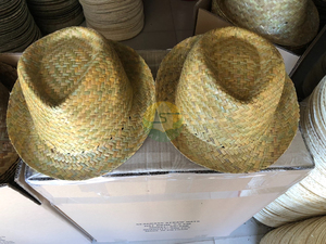 Trilby Straw <b>Hat</b> Seagrass Woven No <b>Band</b> Bulk Supply for Advertising Gift Importer Wholesale Directly from Vietnam Factory - Product Image 2