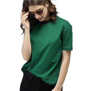T-shirt d'été personnalisé pour femme en coton uni, coupe ajustée, col rond, manches courtes, doux, respirant, séchage rapide, anti-plis, idéal pour le quotidien - Product Image 5