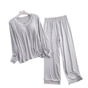 Women Solid Woven Night Suit Cotton Two Piece Sleepwear <b>Set</b> Front Logo High Quality Quick Dry Breathable - Product Image 3
