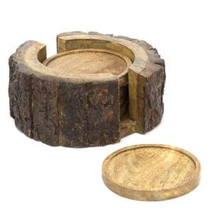 <b>Round</b> Wood Coasters Natural Tree Slice Design Handmade <b>Mats</b> For Table Decoration - Product Image 2
