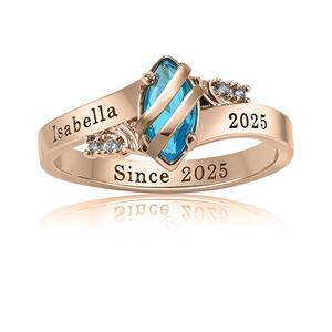 Anillo de Graduación Universitario Personalizado BOJ School Ring 052, Anillo de Colegio Secundario para Ella, con Piedra de Nacimiento, Plata 925, ¡Oferta! - Product Image 5
