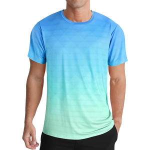 เสื้อยืดแขนสั้นคอกลมลายทางสไตล์สปอร์ตสำหรับผู้ชาย ทรงเข้ารูป แห้งเร็ว ผลิตจากผ้าโพลีเอสเตอร์ถัก สีดำ แดง เทา ลายพิมพ์ เหมาะสำหรับออกกำลังกาย - Product Image 5