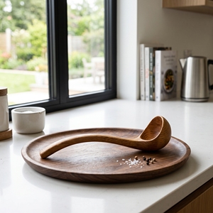 Cuchara de Madera de Teca Sólida de Grado Alimenticio, Cuchara Angulada para Sopa, Cuchara para Salsas, Utensilio de Cocina Hecho a Mano, Herramienta de Chef Balinés de Primera Calidad - Product Image 4