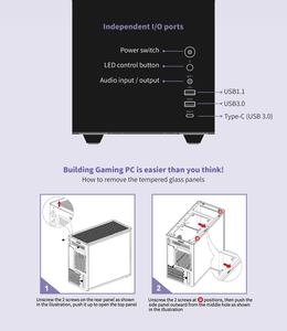 KINGSMAN GAMING M-ATX ITX Mid Tower Gaming PC Case Tempered Glass 3 ARGB <b>Fans</b> MicroATX Form Factor 300mm GPU Limit 160mm CPU - Product Image 3
