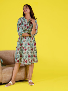 Vestido Largo Formal de Gasa Ecológico al por Mayor, con Cordones, Cuello en V, Estampado Floral, para Playa, Verano, para Mujer - Product Image 2