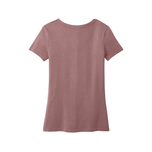 Nouveau style de t-shirt pour femmes à col en V, tissu extensible léger, manches courtes, haut décontracté, fabricant de vêtements OEM, fournisseur en gros - Product Image 3