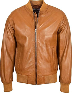 Men <b>Leather</b> Bomber <b>Jacket</b> Soft <b>Leather</b> Construction Durable Design Stylish Look Perfect For Casual Outfits With OEM Service - Product Image 3