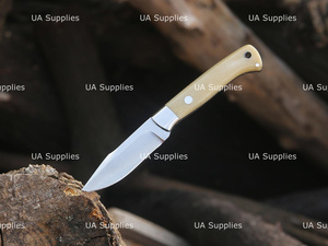 UA Supplies Hand Forged 12C27 Stainless Steel Drop Point Fixed Blade Hunting Bushcraft <b>Knife</b> Camel <b>Bone</b> <b>Handle</b> 8.5in Overall - Product Image 2