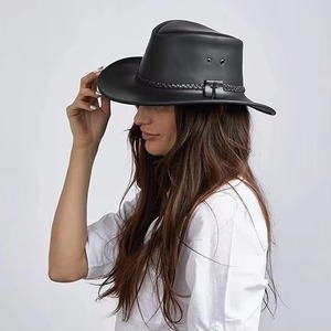 GENERSA SPORTS Chapeau de cowboy noir en polyester unisexe à large bord réglable pour l'extérieur, décontracté, toutes saisons, taille adulte - Product Image 6