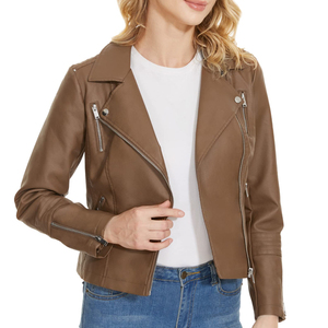 High Quality Women Genuine <b>Leather</b> Woven Breathable <b>Jacket</b> Custom Fashion Coat OEM ODM Private Label Logo Wholesale Factory - Product Image 4