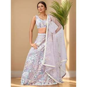 Glamorous Lavender <b>Sequins</b> Net Bridesmaid Lehenga Choli with Dupatta - Product Image 6