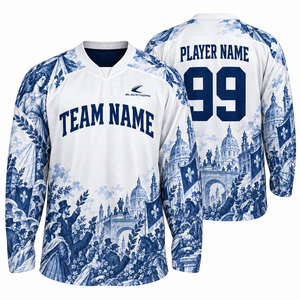 Maillots de hockey personnalisés de qualité supérieure avec impression numérique, design drapeau, logo couleur au choix, 100 % polyester, faible MOQ, fabricant - Product Image 5