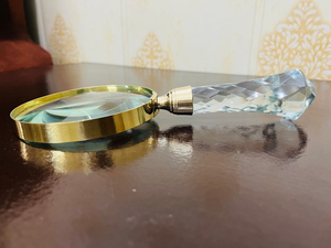 Loupe grossissante de 4 pouces avec poignée en cristal, élégante loupe de lecture portative, accessoire de bureau décoratif, style vintage pour la maison et le bureau - Product Image 3
