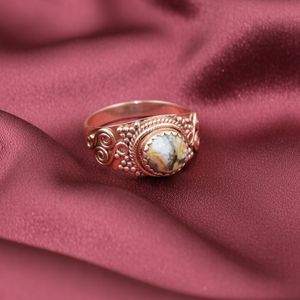 925 Sterling Silver Oyster Turquoise <b>Ring</b> Handmade Vintage Boho <b>Statement</b> <b>Ring</b> Yellow Gold Plated Ethnic Spiral Design Jewelry - Product Image 3