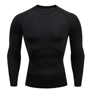 <b>White</b> <b>Long</b> <b>Sleeve</b> Rash Guard <b>Men</b> Quick Dry Compression Shirt Full <b>Sleeve</b> Polyester Sports <b>Top</b> Fitness Training Wear - Product Image 2