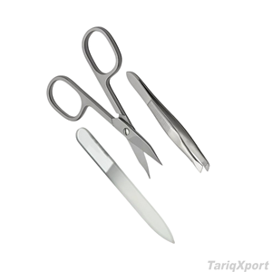 Stainless Steel Nail Kit with Scissor Tweezers Nail <b>File</b> Portable Manicure Set in Leather <b>Case</b> Classic Style for Adult - Product Image 4