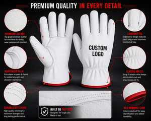 Guantes de Invierno Unisex para Exteriores, de Cuero Blanco, con Logotipo Personalizado, Resistentes al Viento, de Dedo Completo, Antideslizantes - Product Image 2
