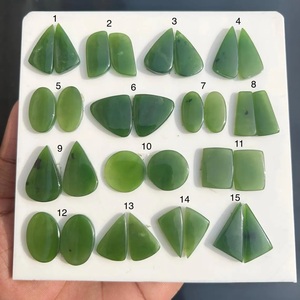 Par de cabujones de jade nefrita natural a juego, piedras preciosas sueltas al por mayor, hermoso par de jade verde para hacer joyas - Product Image 4