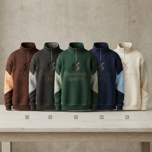 Nouvelle Arrivée 2027 Ensemble de sweats à capuche évasés vintage streetwear avec demi-fermeture éclair, effet délavé et usé, et logos brodés inversés personnalisés - Product Image 4