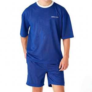 Ensemble T-shirt et short sport tricoté bleu roi pour homme – Tenue décontractée et respirante haut de gamme pour l'été, le sport et le streetwear - Product Image 1