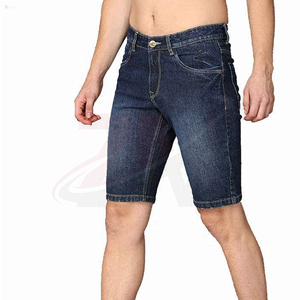 Pantalones Cortos de Mezclilla para Hombre, Corte Recto, Cintura Media, Lavado a la Piedra, Algodón, Casuales, Verano, Transpirables, Tejido, con Bolsillos - Product Image 4