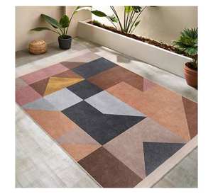 Alfombra Geométrica de Lana Hecha a Mano de Primera Calidad, Alfombra Moderna de Alta Calidad para Piso, Alfombra Abstracta Minimalista de Tamaño Personalizado - Product Image 1