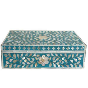 Caja de incrustaciones de hueso más estándar, caja de almacenamiento de incrustaciones de hueso de tamaño de diseño personalizado, caja decorativa de joyería de la India - Product Image 5